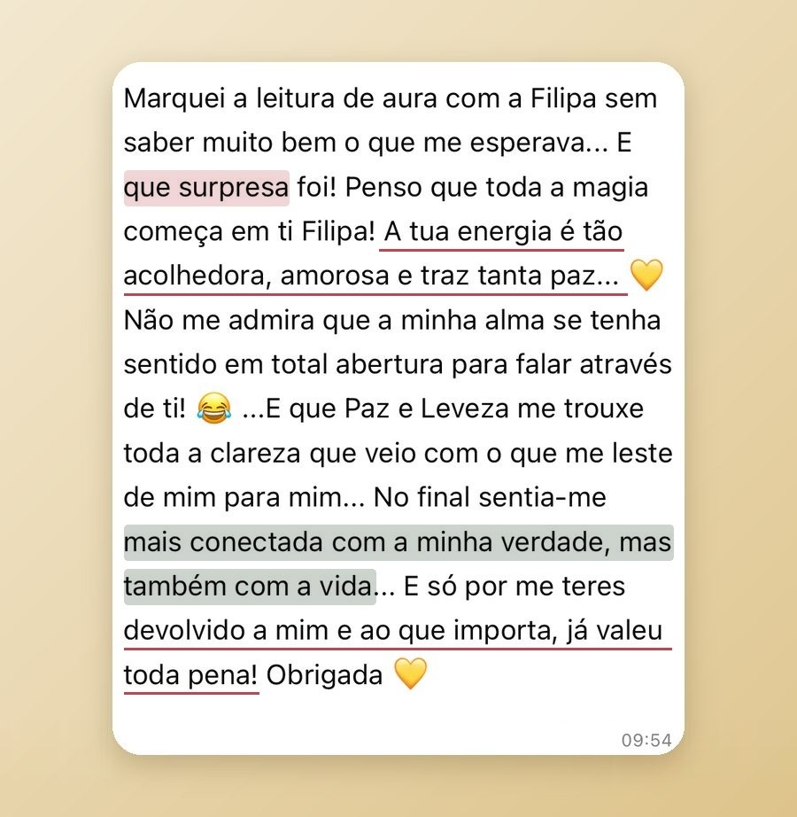 Testemunho de uma cliente sobre a Leitura de Aura